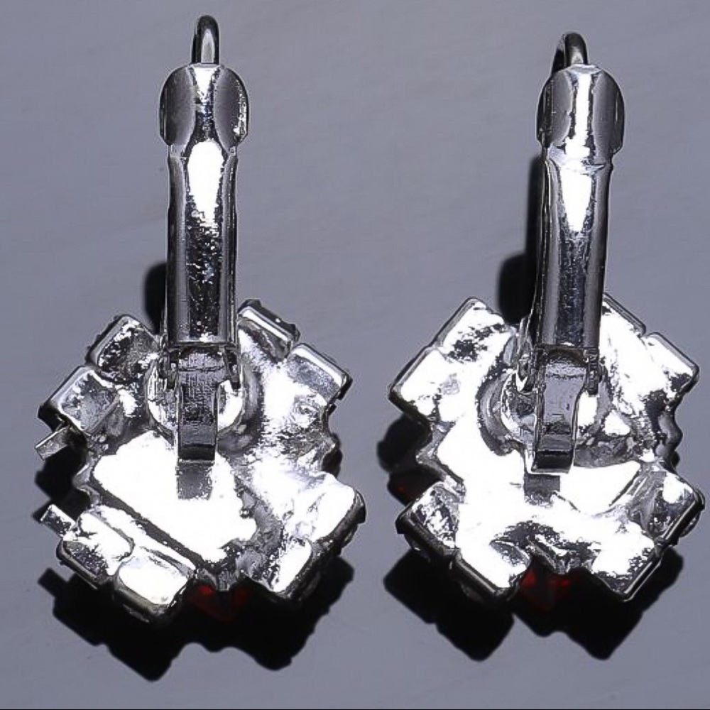 Silver Blue & Clear Crystal Lever Back Earrings - Picture 6 of 8